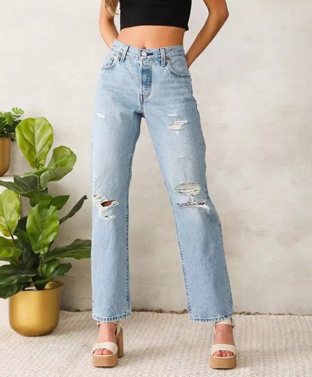 Levi's Premium 501 90s Straight Leg Jeans Distressed Ripped 29x30 A1959-0004
